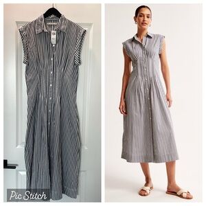 Abercrombie & Fitch Black and White Tie Front Midi Dress